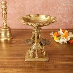 Superfine Brass Garuda Aasan Lamp | 6.5" x 5.7" x 6.5" (16.5 x 14.5 x 16.5 cm) | Vintage Polish | Sacred Light Divine Art